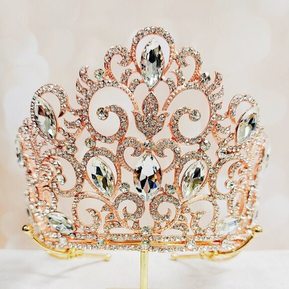 Crown for Pageant, Homecoming Prom Headpiece, quinceanera Crown, Rose Gold Crown